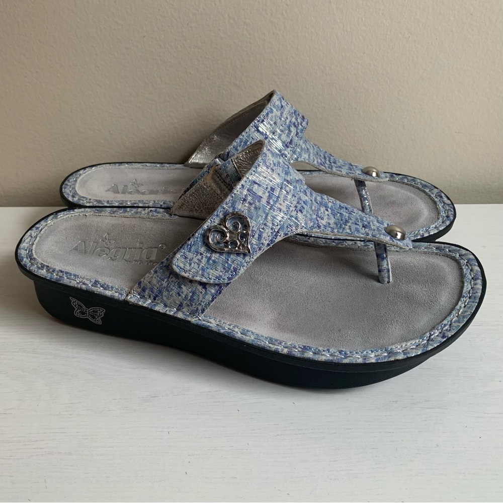 Alegria Carina Leather Thong Wedge Sandals Size EU 38 US 8